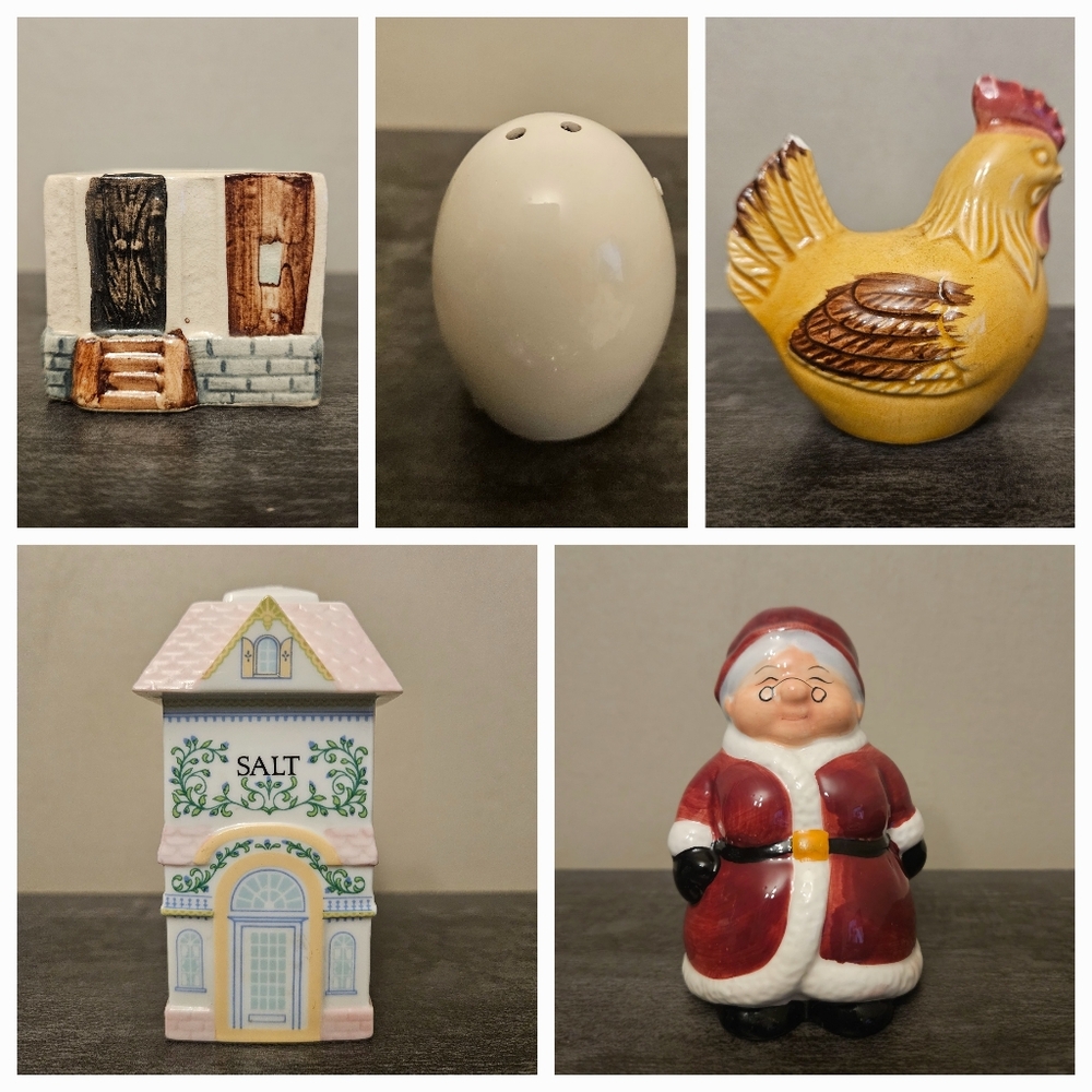 Random LOT of 5 Mismatched Salt & Pepper Shakers